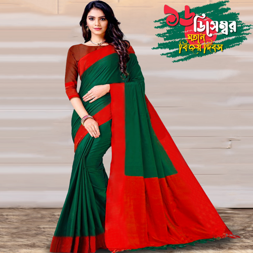 16 december Couple Dress in Green and Red colors of victory Panjabi And Saree 826