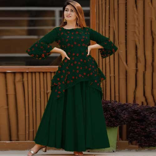 Exclusive 2pcs Tonic Skirt Party Dress Bottle Green 1703
