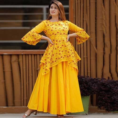 Exclusive 2pcs Tonic Skirt Party Dress Yellow 1701