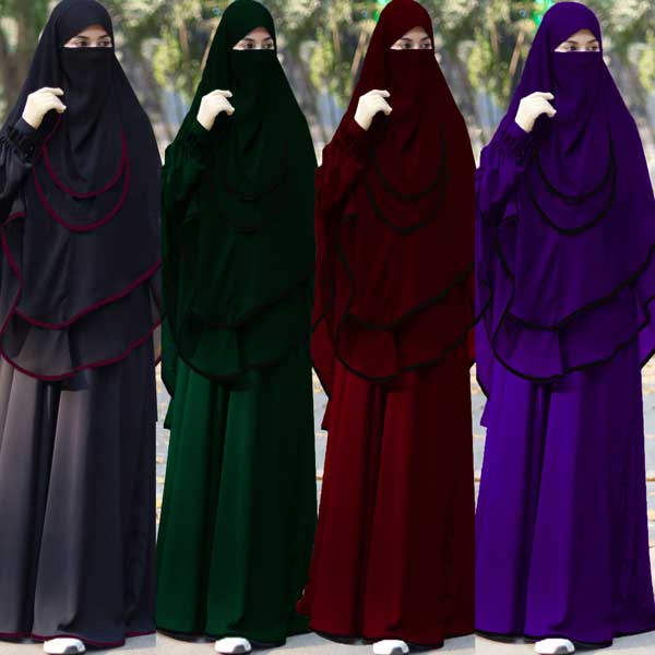 Aliyah Plane Abaya set 2 Part Ready Hijab With 2 Part niqab Maroon B_486