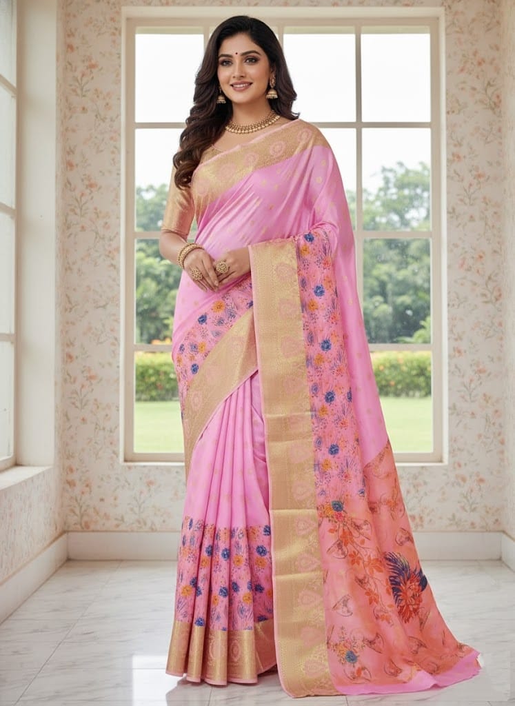 Soft Silk Kalamkari Digital Print Saree 6011